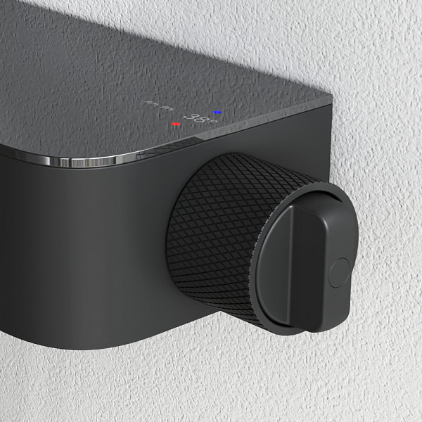 F078F222 Func, душ. система: см-ль-полка д/душа с ТМС: душ.штанга, верхн. душ квадр., ручн.душ, черн