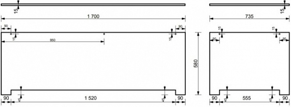 Фронтальный экран для ванны Эстет  Честер 170 см ФР-00000949