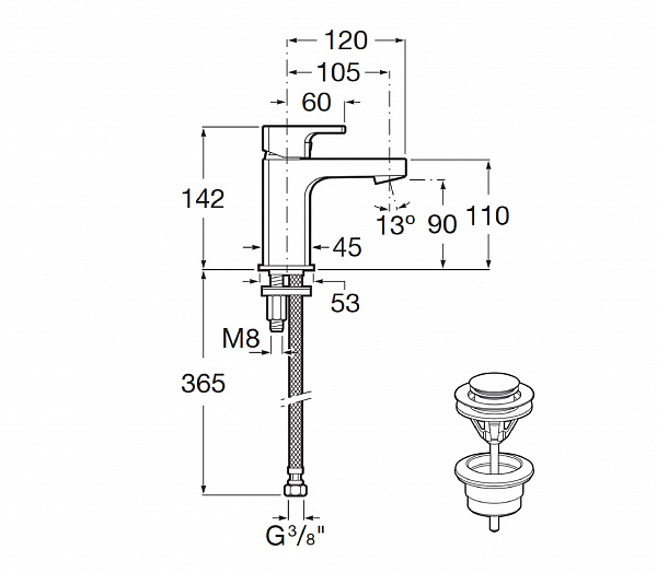 Смеситель Roca L90 для раковины 5A3B01C00