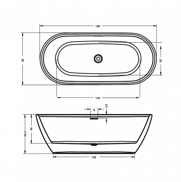 Акриловая ванна Riho Inspire FS 180x80 B085001005