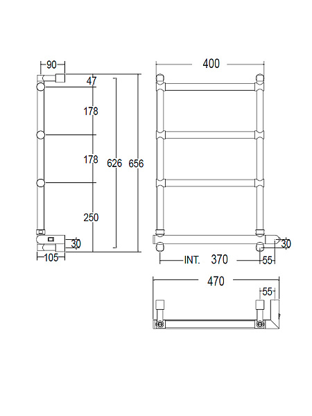 Полотенцесушитель электрический Margaroli Sole 542, цвет: хром 5423704CRNB