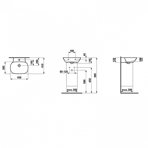 Рукомойник Laufen Ino 8.1530.1.000.104.1 45 см