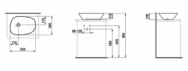 Раковина Laufen Palomba 8.1680.2.000.112.1 52 см