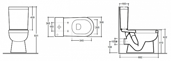 Унитаз-компакт БЕРГАМО НОВА, г/в, 2-реж, сид. DP Slim, Soft Close (КЕРАМИН)