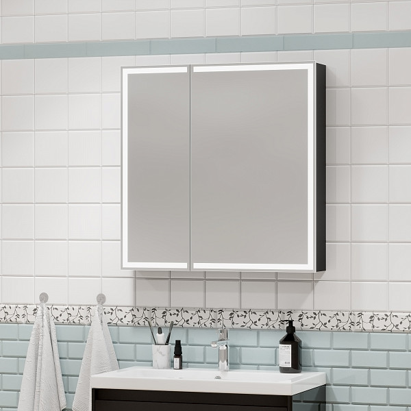 Зеркало-шкаф Континент "Mirror Box black Led" 600х800