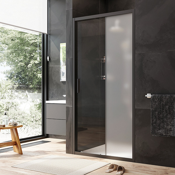 W90G-100-1-195BM Gem Solo Дверь душевая 100х195, стекло матовое, профиль черный матовый