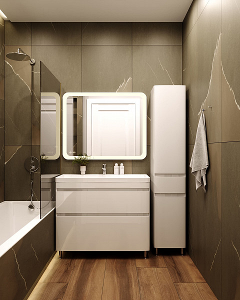 Тумба напольная Style line Атлантика 100, Люкс антискрейч, под раковину, PLUS