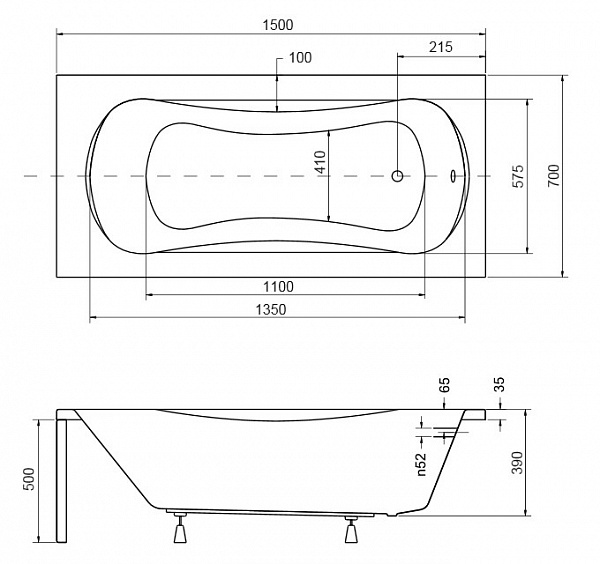 Акриловая ванна Besco Aria 150x70 WAA-150-PA