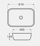 Раковина Azario 600х400х145 накладная, белая (AZ-2143P)