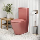 Унитаз GR-4480PIMS Color (620*365*810) РОЗОВЫЙ МАТОВЫЙ напольный БЕЗОБОДКОВЫЙ, 2 места