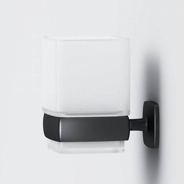 A9034322 Gem, Стеклянный стакан с настенным держателем, черный