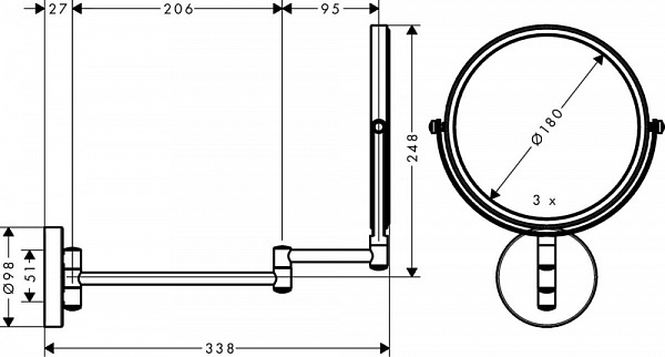 Зеркало косметическое Hansgrohe Logis Universal 73561000