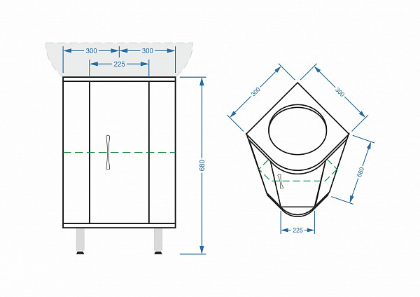 Тумба угловая "Концепт 30", Веер 30