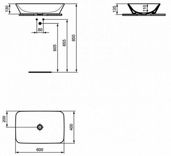 Раковина Ideal Standard Connect Air E034801 60 см