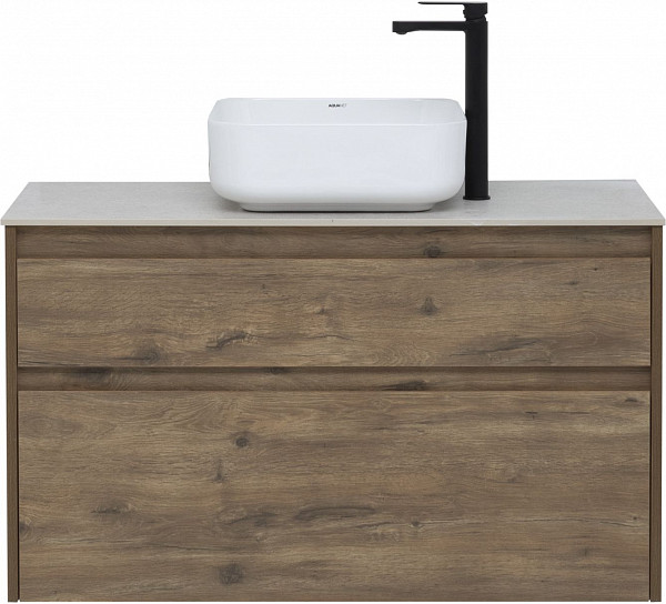 Тумба под раковину Aquanet Nova Lite 100 дуб рустикальный (2 ящика) 00249521
