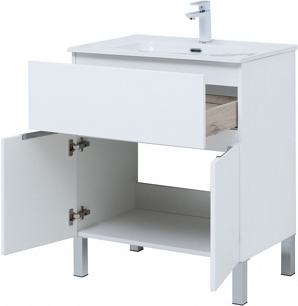 Тумба под раковину Aquanet Алвита New 70 1 ящик, 2 дверцы, белый матовый 00303901