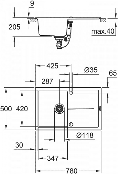 Мойка кухонная Grohe K400 31639AP0