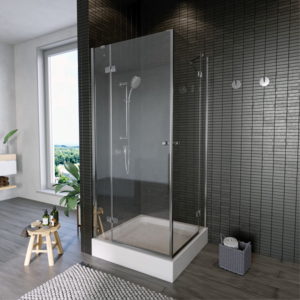 Душевое ограждение  "KOLLER POOL" Waterfall Line AC4E 900x900x1850 прозрачное Transparent  6мм CALC FREE хром