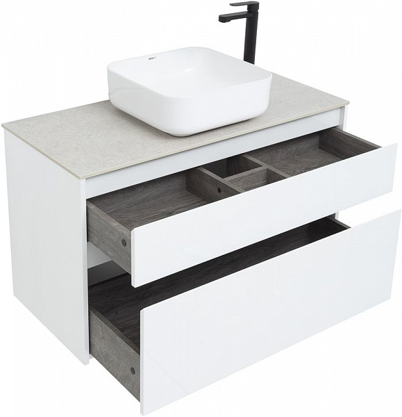 Тумба под раковину Aquanet Nova Lite 100 белый (2 ящика) 00242581