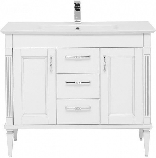 Тумба под раковину Aquanet Селена 105 белый/серебро (3 ящика, 2 дверцы) 00201651