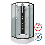 Душ.каб. NG-6701-14BKTG (900х900х2100-2400) средний поддон(26см) стекло ПРОЗРАЧНОЕ черные профиля 4 места