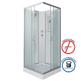 Душ.каб. NG-1101-14BK (900х900х2000) низкий поддон(13см) стекло МАТОВОЕ 3 места с полкой