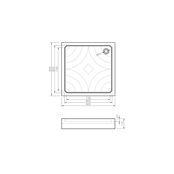 Поддон акриловый "KOLLER POOL" Grace 90x90 GRACE90S
