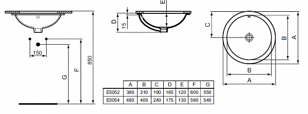 Раковина Ideal Standard Connect 38 см E505201