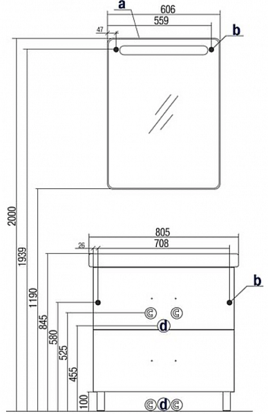 Тумба под раковину Акватон Америна 76 см 1A169401AM010