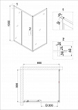 Душ.ограждение NG-62-8A-A90 (80*90*190) прямоугольник, дверь раздвижная, 2 места