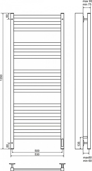 Полотенцесушитель электрический Terminus Енисей П13 500x1350