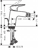 Смеситель для биде Hansgrohe Logis 71204000 с донным клапаном