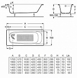 Чугунная ванна Roca Continental 120х70 без антискольжения 211506001