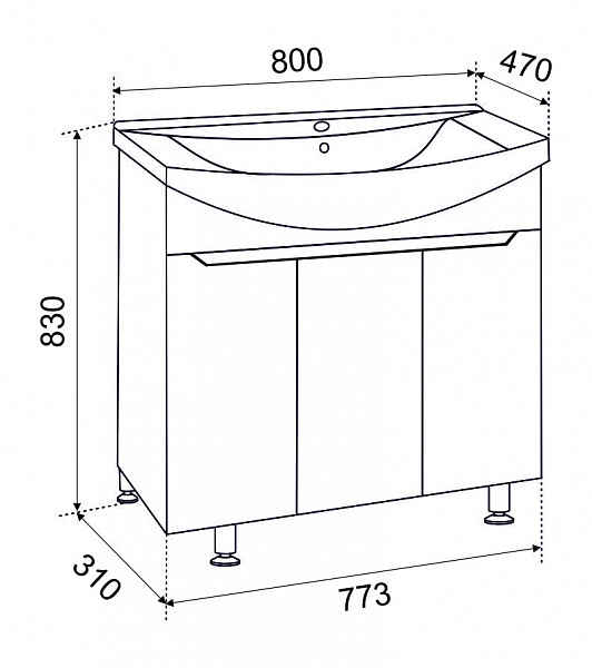 Тумба АГАТА 80 с умывальником Балтика 80