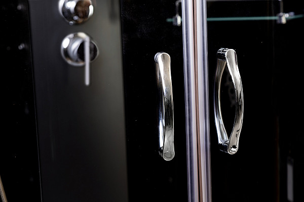 Душ.каб. NG-6508-14BKT (900х900х2100-2400) высокий поддон(40см) стекло ТОНИРОВАННОЕ алюм черный 4 места