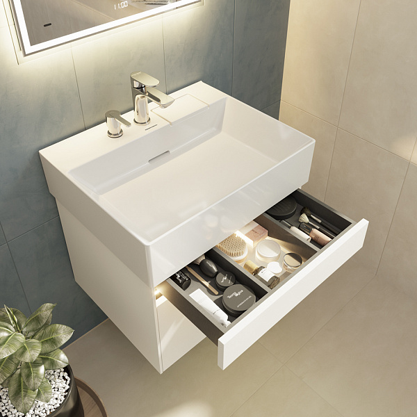 Тумба Kerama Marazzi LOGICA подвесная 2 ящика 60 см, белоснежный