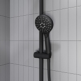 Душевой гарнитур с верхней лейкой, черный матовый, Ray, IDDIS, RAYMS3Fi76