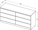 Комод Aquanet Сканди 1600x480 Дуб крафт (6 ящиков) 00302548