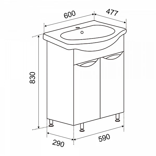 Тумба Emmy Милли 60 с раковиной Эрика