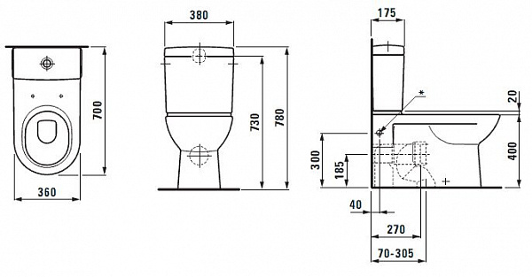 Унитаз-компакт Laufen Pro 8.2495.8.000.000.1