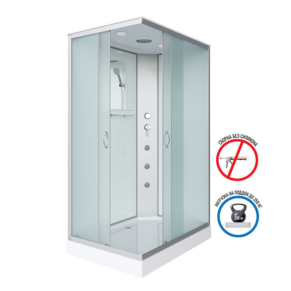 Душ.каб. NG-43285-14QG (1200х800х2150) низкий поддон(13см) стекло МАТОВОЕ 3 места