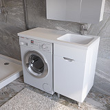 Тумба напольная "Кэтрин 50", 2 ящ., ст/м., корзина, белая, Kamilla 110