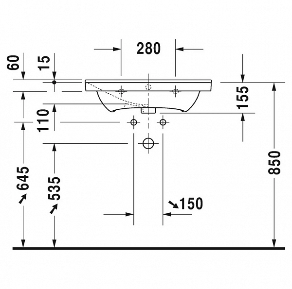 Раковина Duravit P3 Comforts 2332650000 65 см