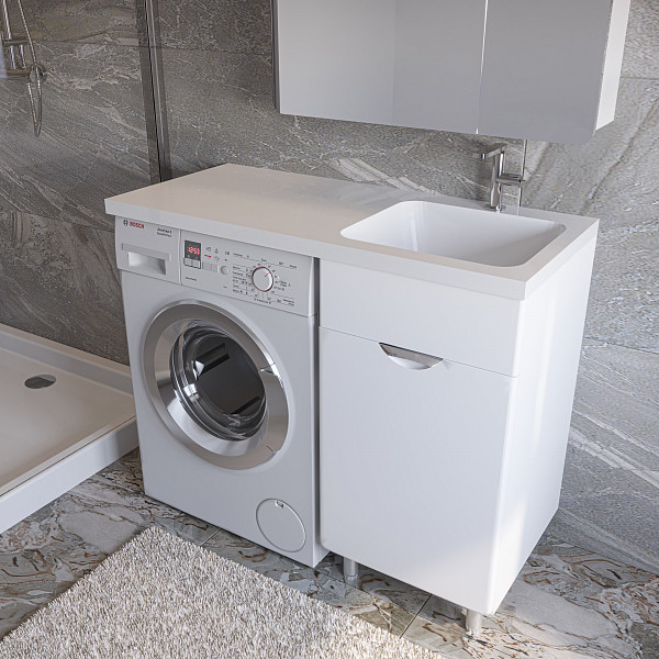 Тумба напольная "Кэтрин 50", 2 ящ., ст/м., корзина, белая, Kamilla 110