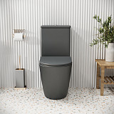Унитаз GR-4480GMS Color (620*365*810) СЕРЫЙ МАТОВЫЙ напольный БЕЗОБОДКОВЫЙ с тонкой крышкой, 2 места