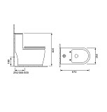 Унитаз GR-4492S Retro (670*350*825) напольный БЕЗОБОДКОВЫЙ с тонкой крышкой, 1 место