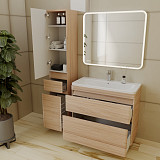 Тумба напольная Style line Атлантика 90, Люкс  ясень перламутр, под раковину, PLUS
