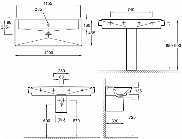 Подвесная раковина-столешница Jacob Delafon Reve 120х46,5 см E4800-00