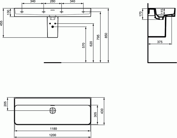 Раковина Ideal Standard Strada II 120 см T364101