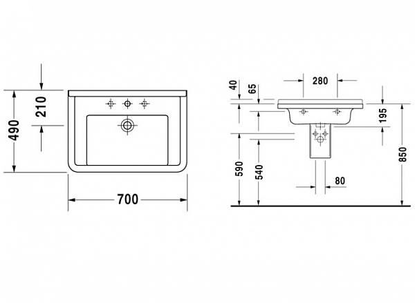 Раковина Duravit Starck 3 0304700000 70 см